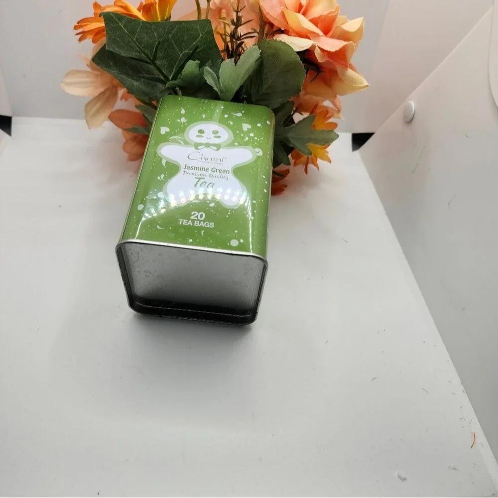 Hand Crafted Floral Table Centerpiece Peach Daisy Tea Tin